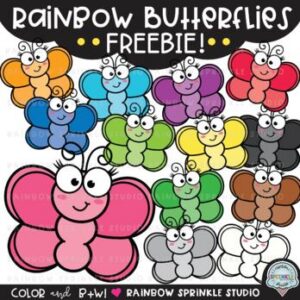 Rainbow Butterflies Clipart FREEBIE!