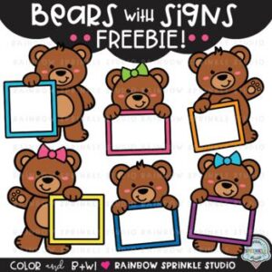Bears with Signs Clipart FREEBIE!