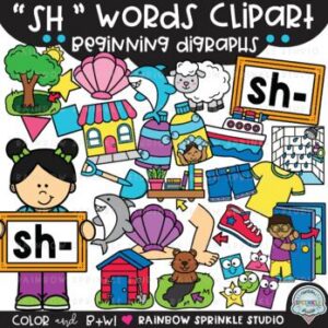 SH Words Beginning Digraphs Clipart