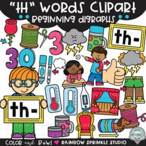 TH Words Beginning Digraphs Clipart