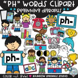 PH Words Beginning Digraphs Clipart