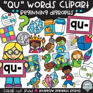 QU Words Beginning Digraphs Clipart