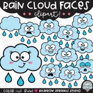 Rain Cloud Faces Clipart