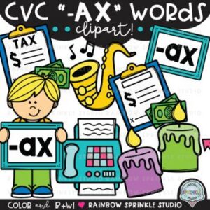 CVC Clipart '-AX' Word Family