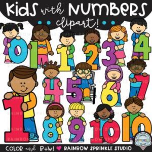 Kids with Numbers Clipart!