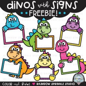 Dinos with Signs Clipart FREEBIE!