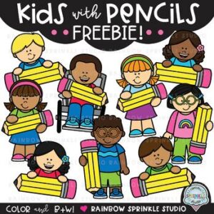 Kids with Pencils Clipart FREEBIE!