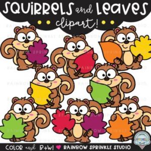 Squirrels and Leaves Clipart