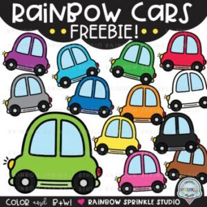 Rainbow Cars Clipart FREEBIE!