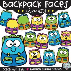 Backpack Faces Clipart
