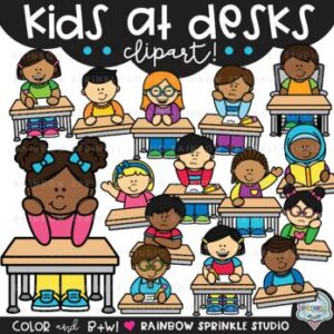 Kids at Desks Clipart