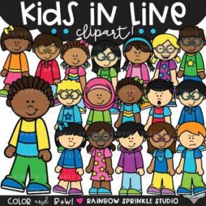 Kids in Line Clipart