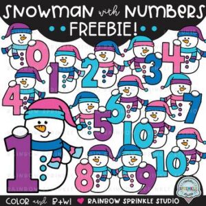 Snowman with Numbers Clipart FREEBIE!