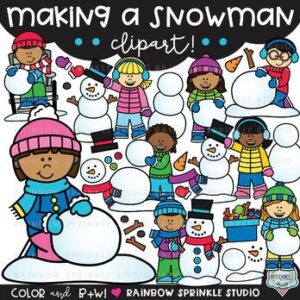 Making a Snowman Clipart