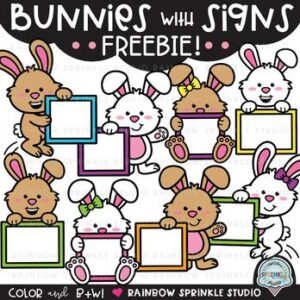 Bunnies with Signs Clipart FREEBIE!