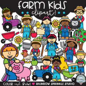 Farm Kids Clipart Mega Set!