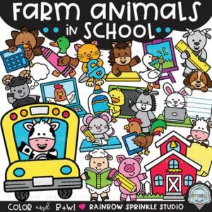 Farm Animals in School Clipart!
