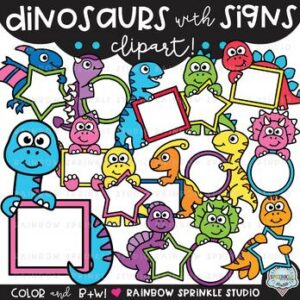 Dinosaurs with Signs Clipart!