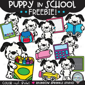 Puppy in School Clipart FREEBIE!