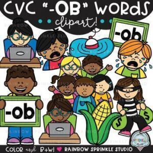 CVC Clipart '-OB' Word Family
