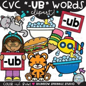 CVC Clipart '-UB' Word Family
