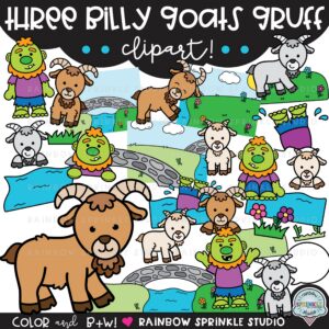 Three Billy Goats Gruff Clipart Set!!