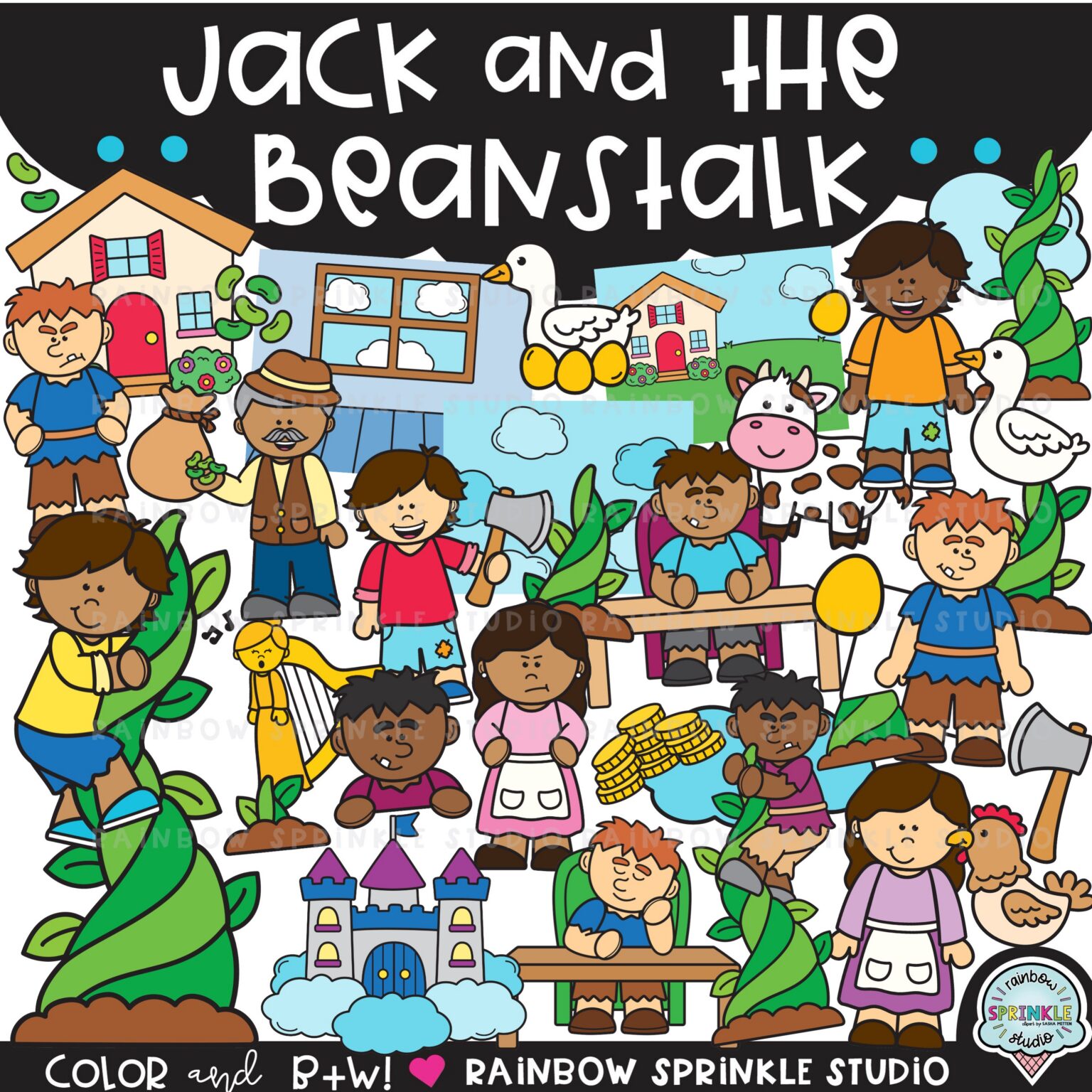 Jack and the Beanstalk Clipart Set! - Rainbow Sprinkle Studio