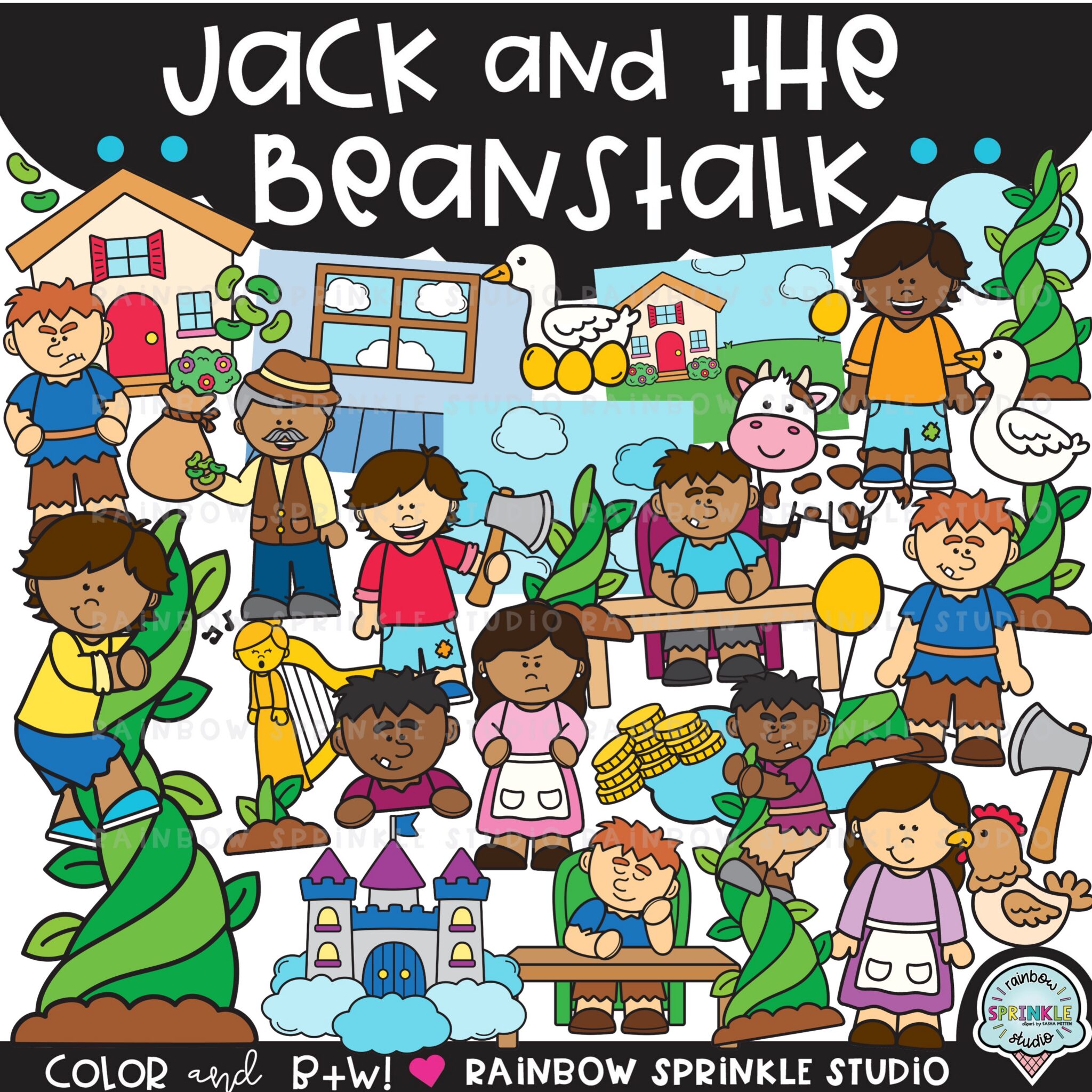 Jack and the Beanstalk Clipart Set! - Rainbow Sprinkle Studio