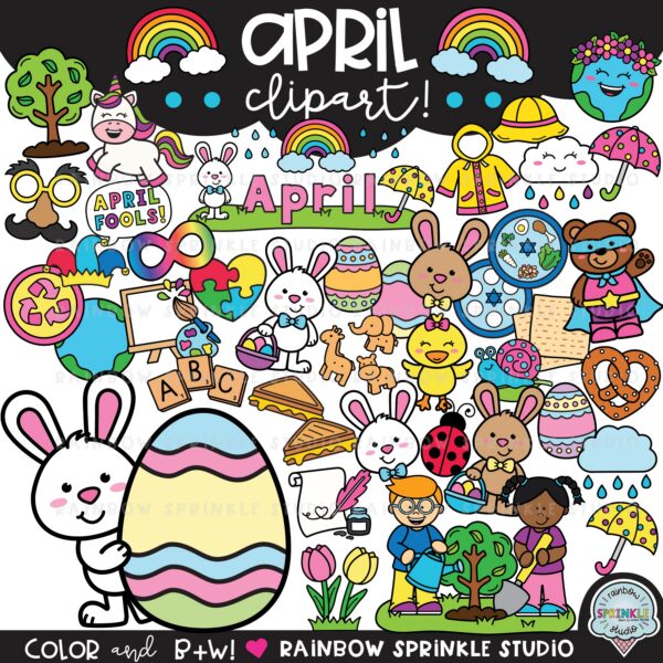 April Clipart MEGA Set! - Rainbow Sprinkle Studio