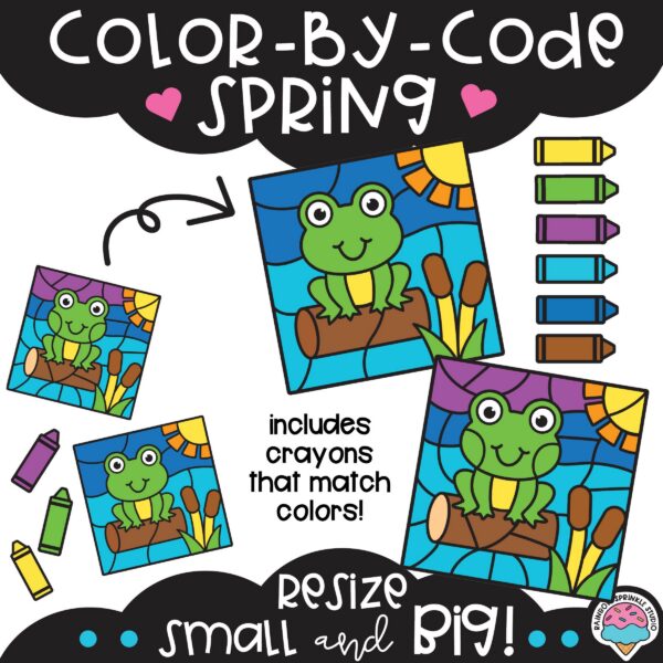 Color by Code Spring Clipart Set - Rainbow Sprinkle Studio