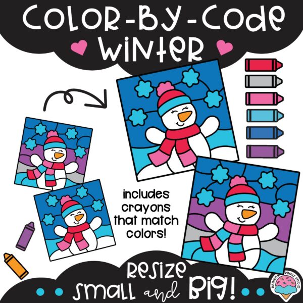Color by Code Winter Clipart Set - Rainbow Sprinkle Studio