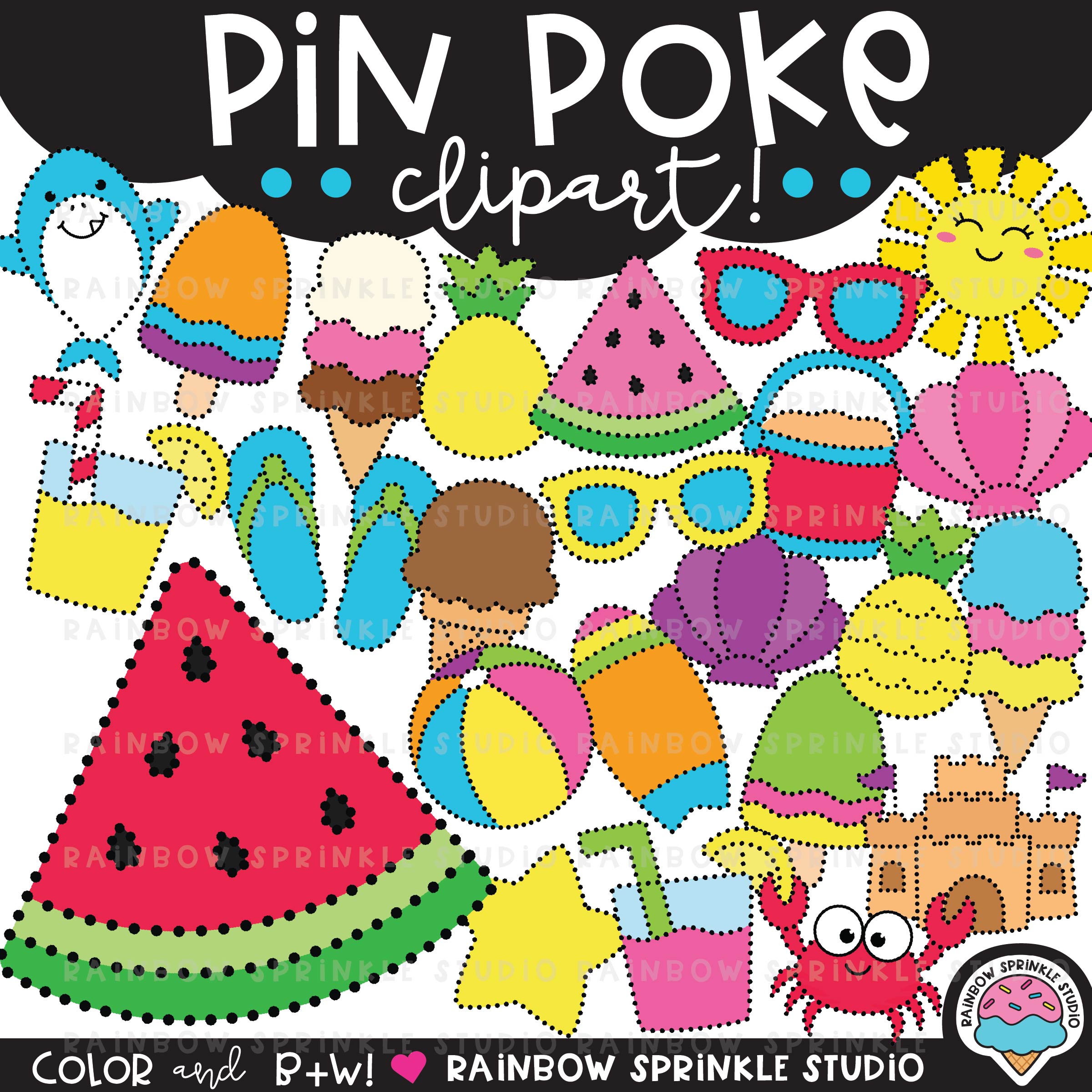 Summer Pin Poke Clipart Set!