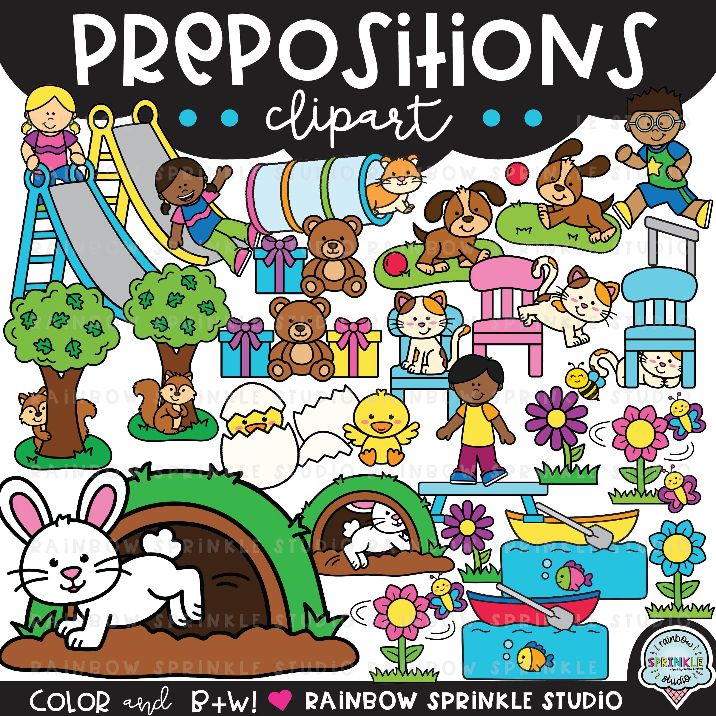 Prepositions Clipart Set!