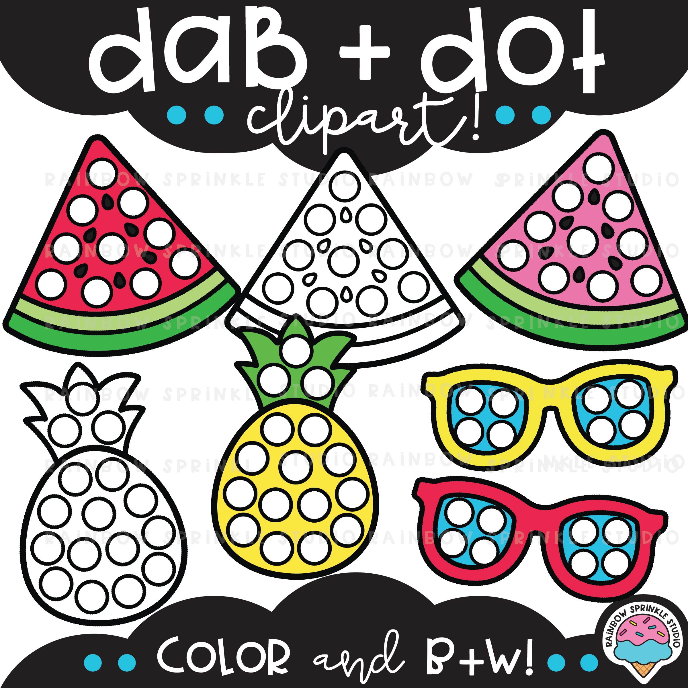 Summer Dab and Dot Clipart Set! - Image 2