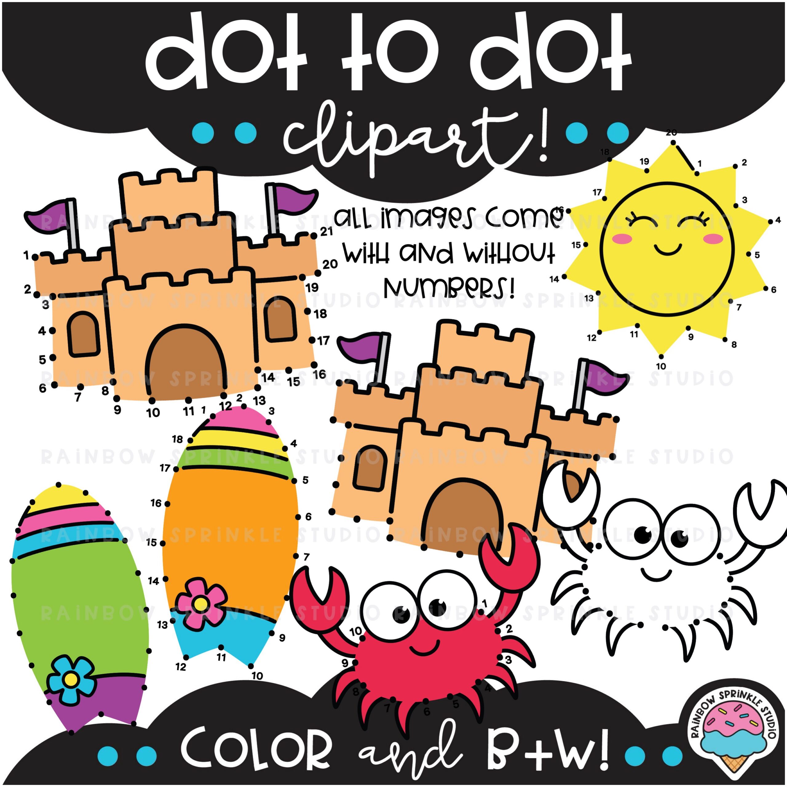 Summer Dot to Dot Clipart Set! - Image 2