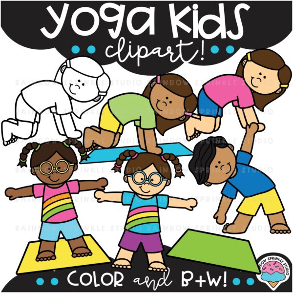 Yoga Kids Clipart Mega Set (Members-Only) - Rainbow Sprinkle Studio