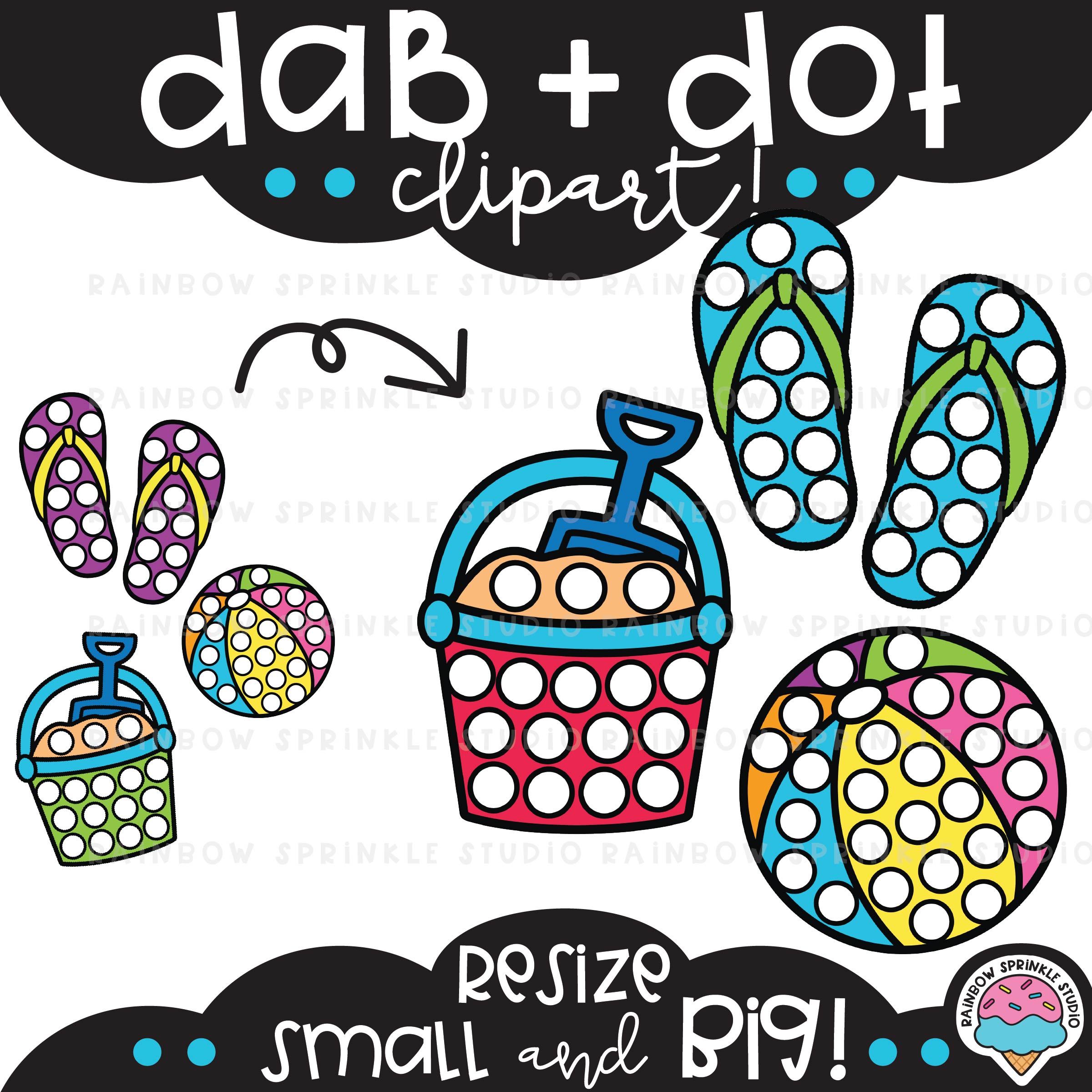 Summer Dab and Dot Clipart Set! - Image 3