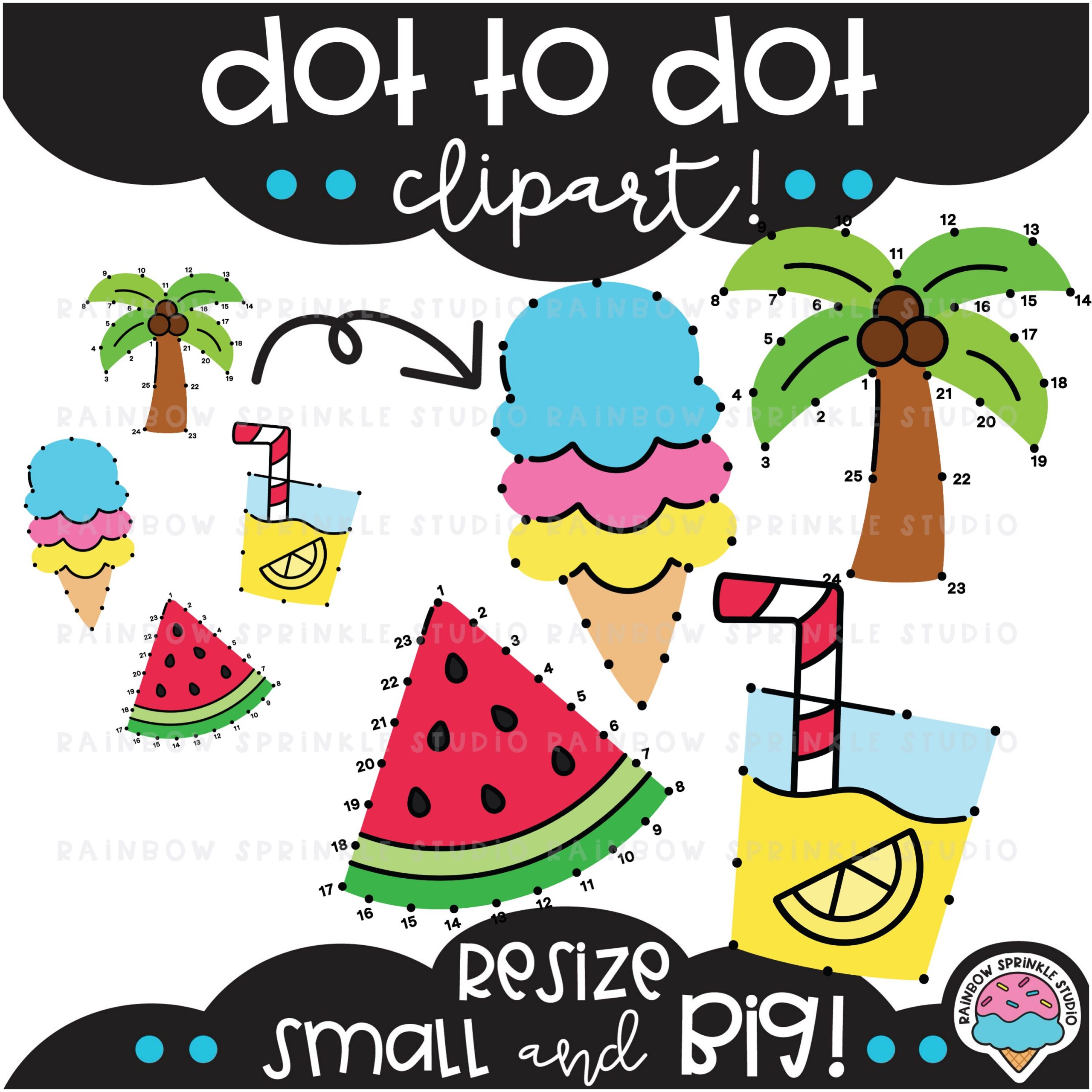 Summer Dot to Dot Clipart Set! - Image 3