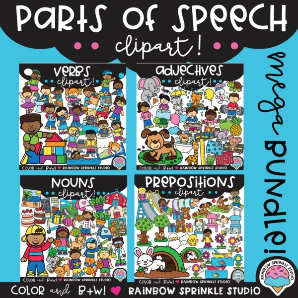 Parts of Speech Clipart MEGA Bundle! - Rainbow Sprinkle Studio