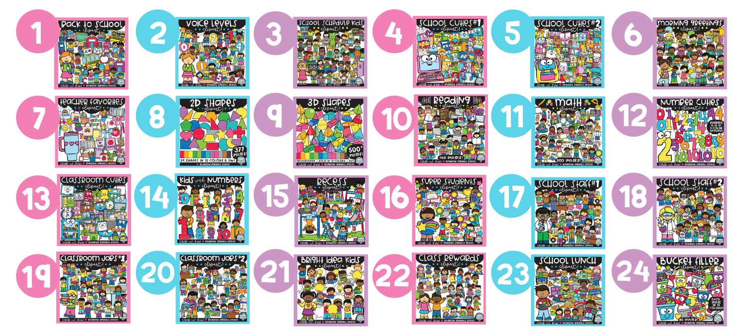 24 Back-to-School Clipart Sets for $24