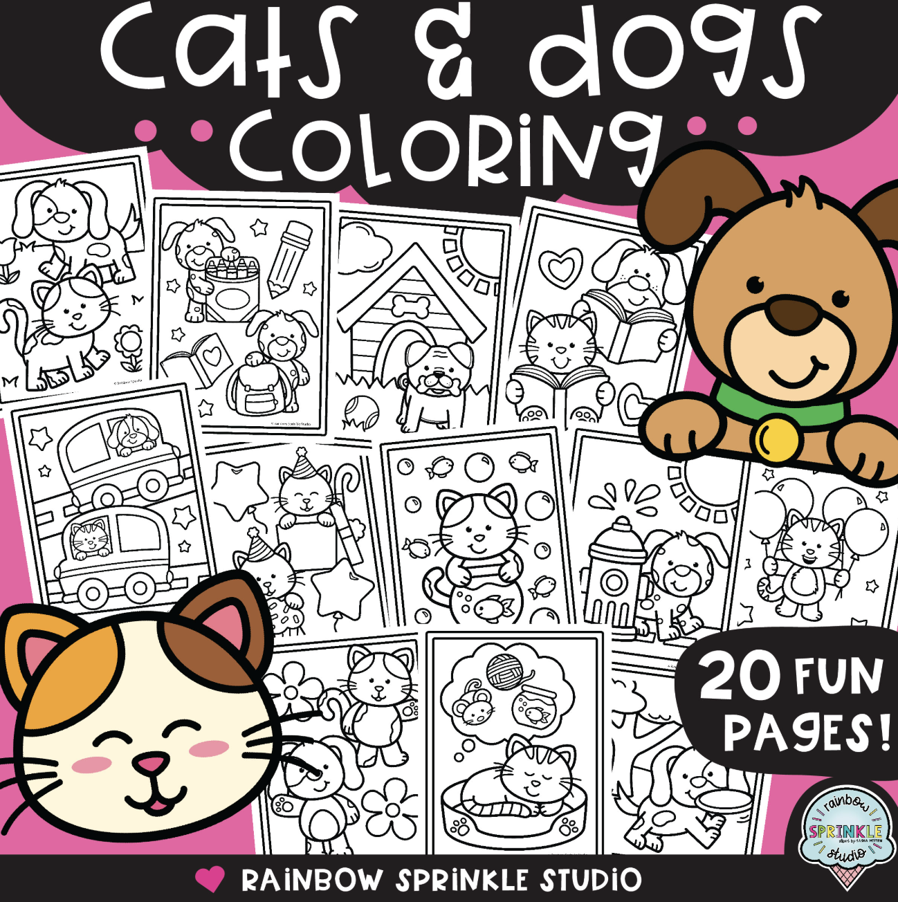 Cats and Dogs coloring pages cover