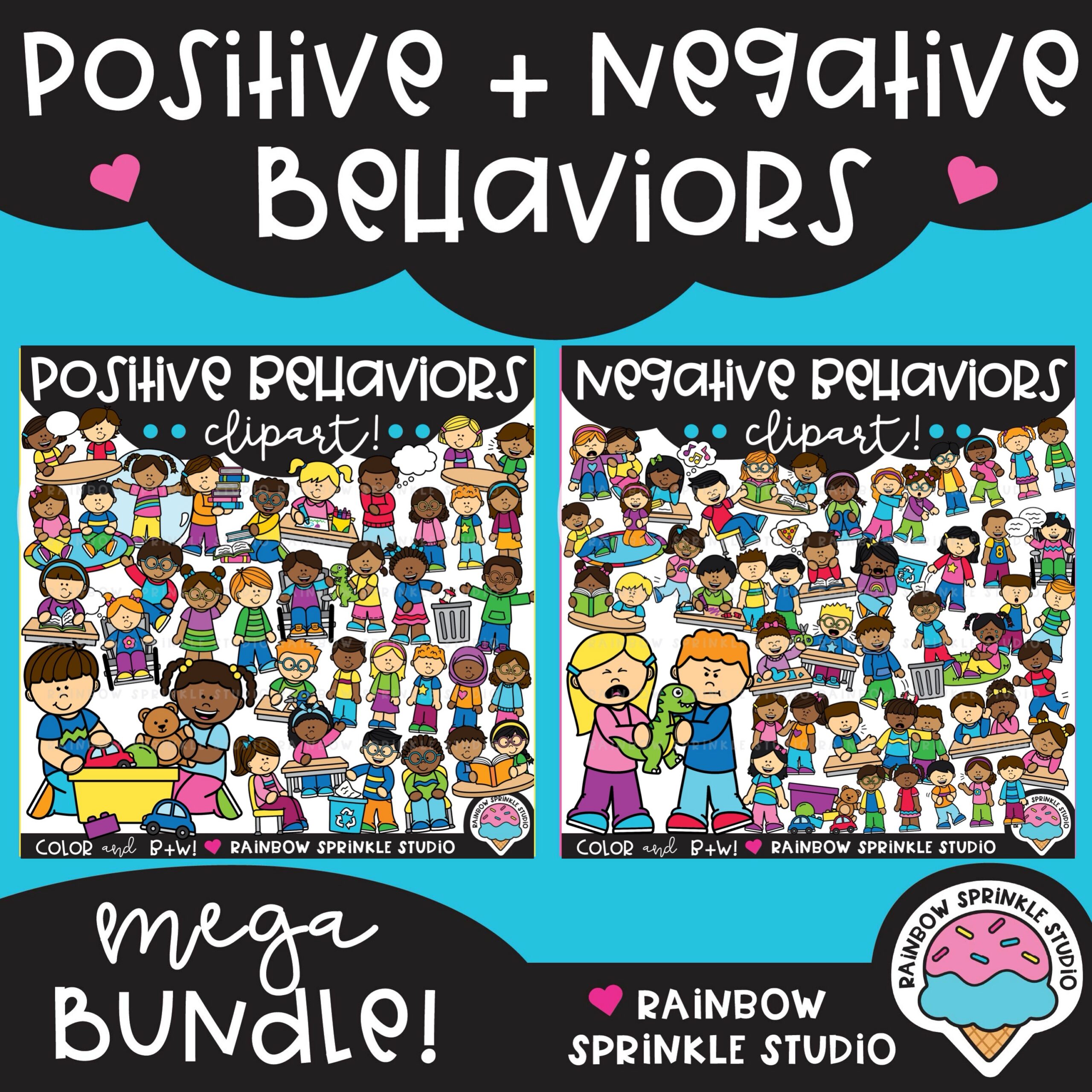 Positive and Negative Behaviors Clipart MEGA Bundle!